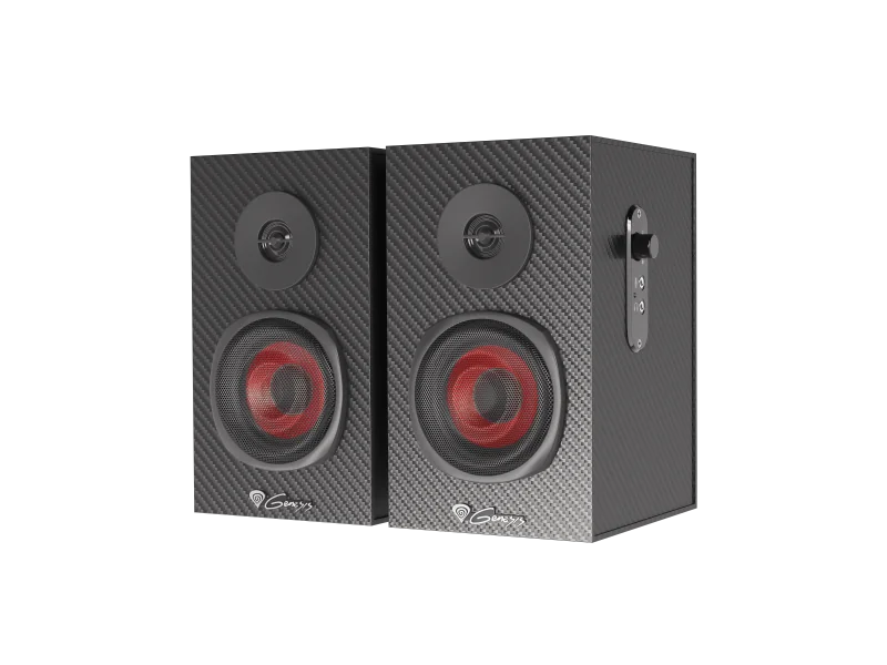 Sistem audio Genesis HELIUM 200 2.0, interfata mini jack 3.5 mm, putere maxima RMS 20 W, diametru difuzoare 76,2 mm, negru