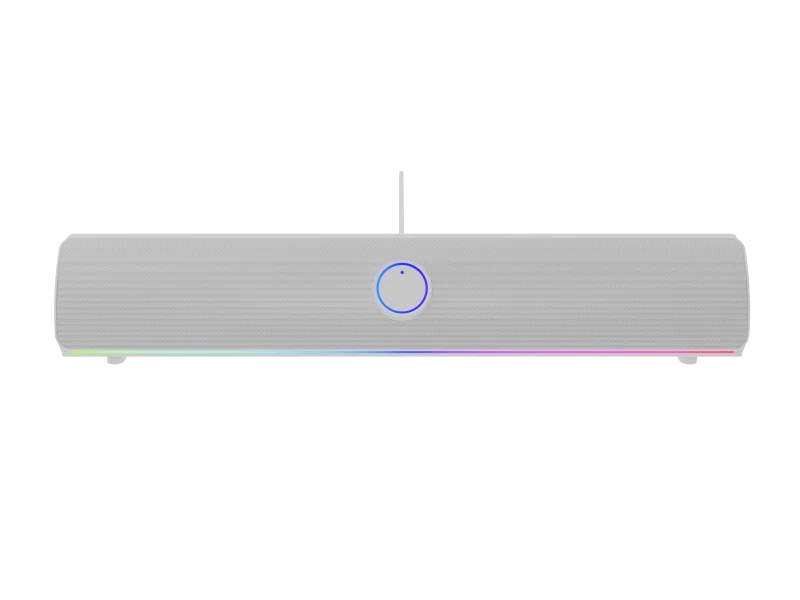 Soundbar GENESIS HELIUM 312BT 2.0, putere 10W, lungime cablu 150cm, frecventa raspuns 100 - 20000 Hz, iluminare multicolor, interfata USB-A, alb