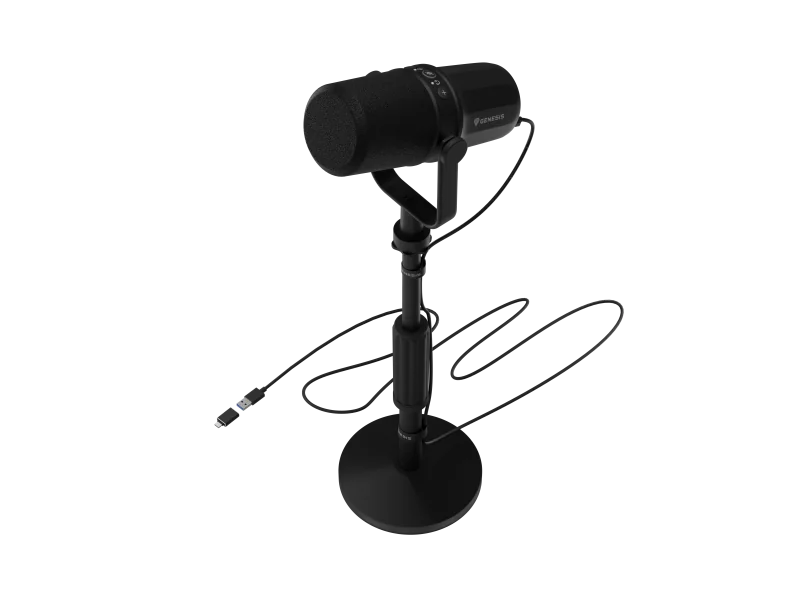Microfon Genesis Radium 750D Studio USB/XLR stand, tip microfon cardioid, unidirectional, sensivitate microfon -54 dB, impendanta 600 Ohm, lungime cablu 200cm, negru