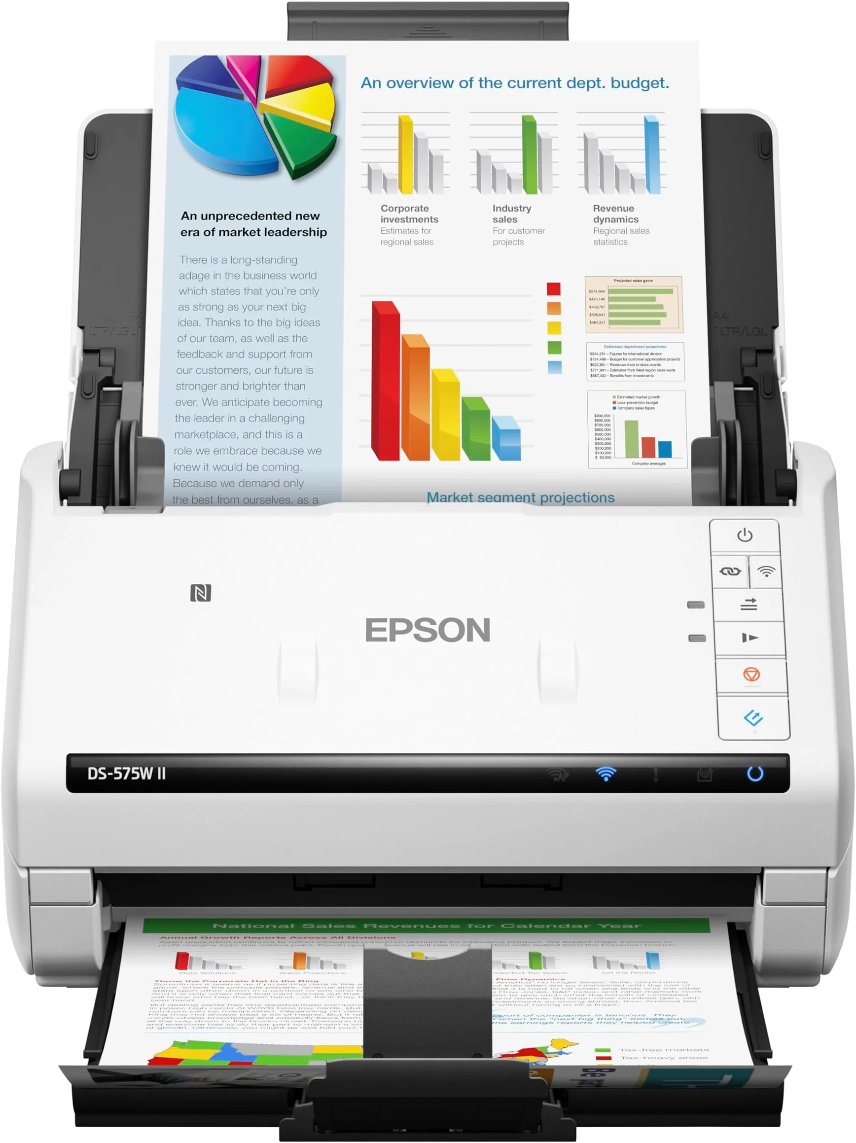 WorkForce ES-580W Document scanner Contact Image Sensor CIS Duplex 600x600dpi 35ppm ADF 100sheets 4000scans/d USB Wi-Fi Epson