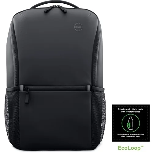 Dell EcoLoop Essential Backpack 16" CP3724 Colour: Black, Features: Made with solution-dyeing process for polyester that can generate up to 97% less greenhouse gas emissions, water impact and fossil fuels than traditional dyeing processes, Exterior main