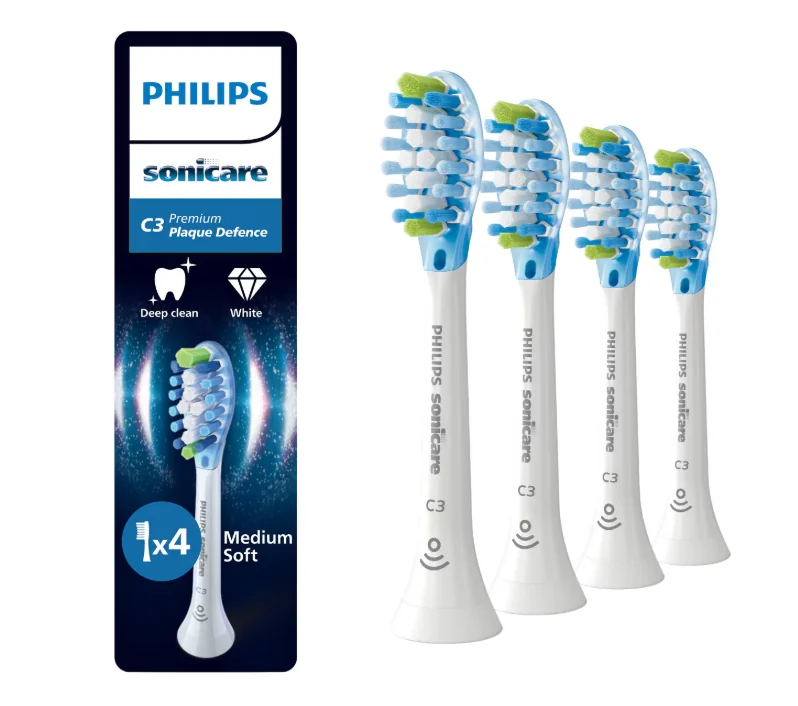 Rezerve PHILIPS Sonicare Plaque Defence HX9044/87, Pachet de 4 capete de periere, Standard, Click-on, Sincronizarea modurilor BrushSync, Alb, L x A x I (mm) 60x25.7x230.5 Philips