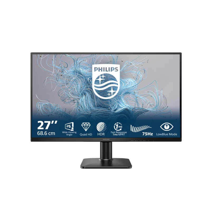 Monitor Philips 27" 27E2N1500L/00, Diagonal (inch): 27, Diagonal (cm): 68, Aspect ratio: 16:9, Panel: IPS, Resolution: 2560x1440, Refresh Rate: 75Hz, Response time GtG: 4ms, Brightness (max): 300 cd/m², Contrast (static) : 1000:1, Contrast (dynamic):