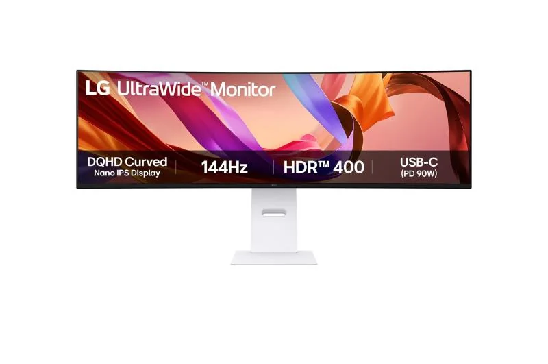 Monitor LG 49" 49U950A-W.AEU, Curvature: 3800R, Diagonal (inch): 49, Diagonal (cm): 124, Aspect ratio: 32:09, Panel: IPS, Resolution: 5120x1440, Refresh Rate: 144Hz, Response time GtG: 5ms, Brightness (max): 400 cd/m², Contrast (static) : 1000:1, Viewing