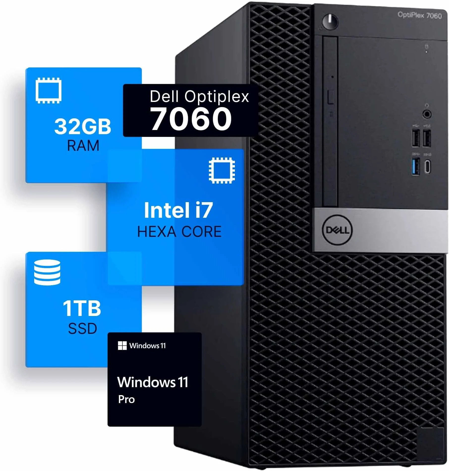 DELL Optiplex 7060 TOWER, Intel® Core™ i3-8100, 8GB DDR4 ,256GB NVME