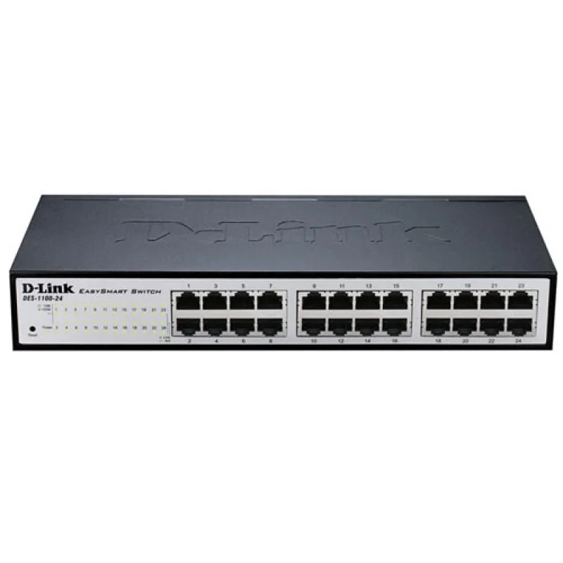D-Link DGS-1100-24V2. Switch type: Managed, Switch layer: L2. Basic switching RJ-45 Ethernet ports type: Gigabit Ethernet (10/100/1000), Basic switching RJ-45 Ethernet ports quantity: 24. Full duplex. MAC address table: 8000 entries, Switching capacity: