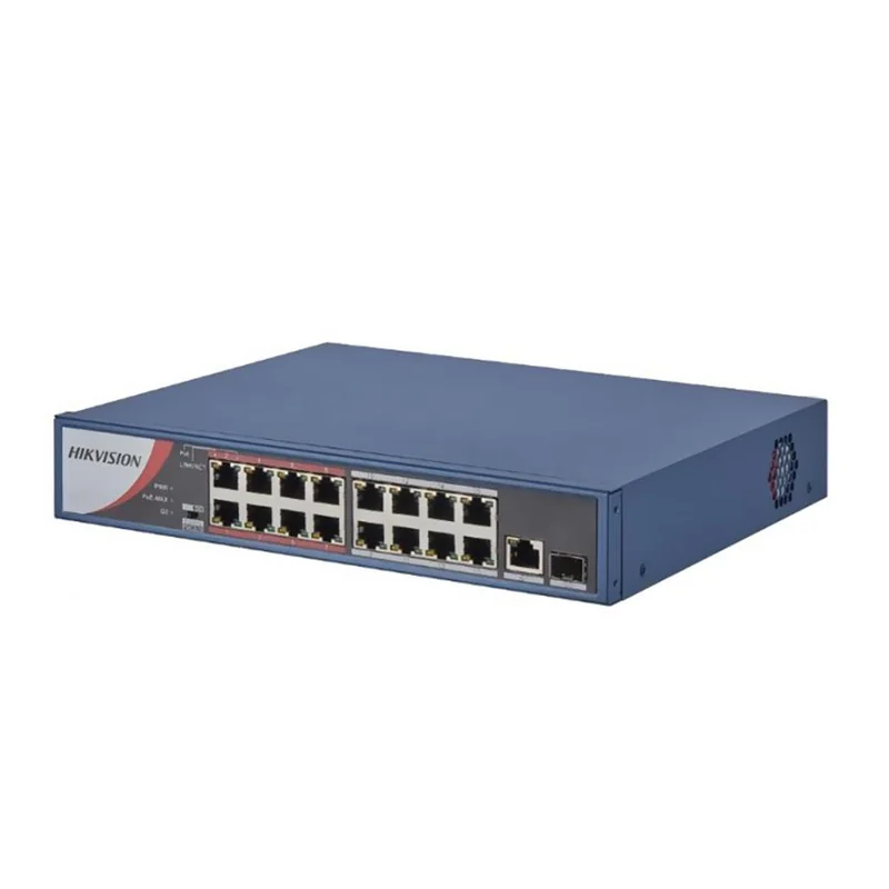 Switch Hikvision DS-3E0318P-E(B), 16-port, PoE