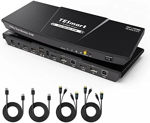 Switch KVM 2x1 TESmart HKS0201A2U, HDMI 4K 60Hz, USB 2.0, telecomanda inclusa