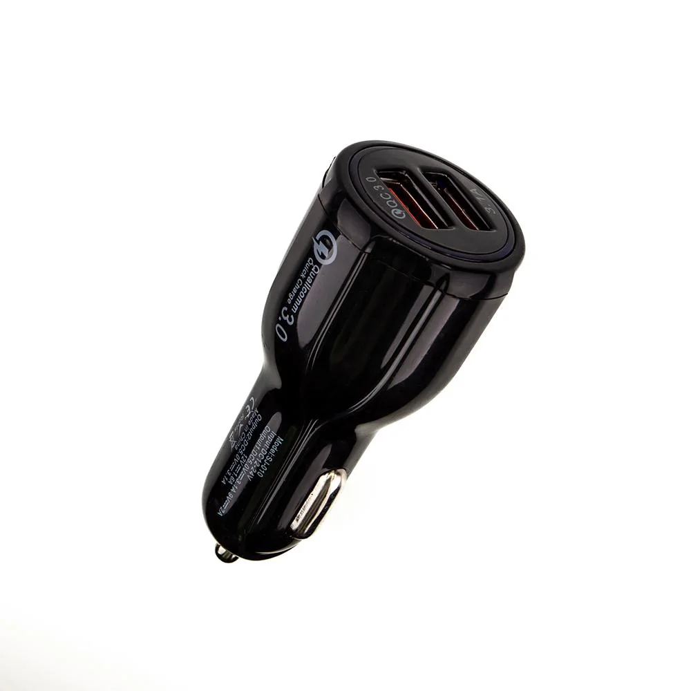 Incarcator auto SPACER 33W total max, 2 x USB (1 x USB QC 3.0 18W & 1 x USB 15W), pt. bricheta auto, negru, SP-QC-30