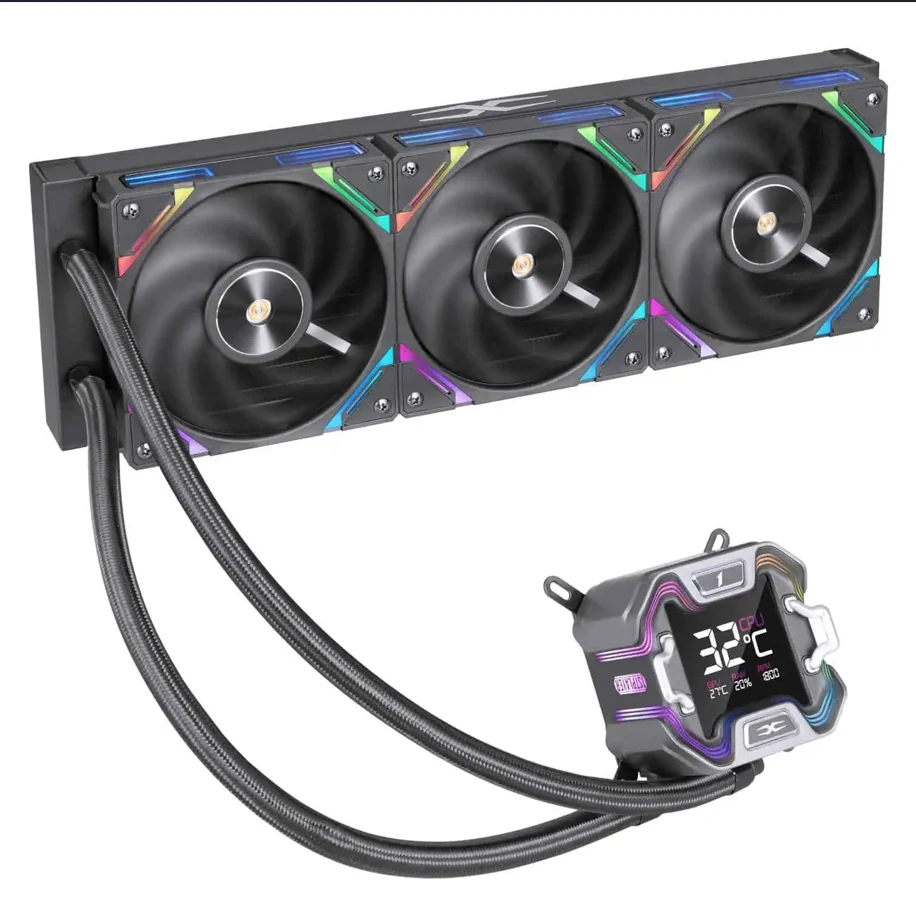 Cooler Procesor 1stPlayer X-Starship 360E-bk, display de 2,4 inches, aRGB, compatibil AMD/Intel, negru 1St Player