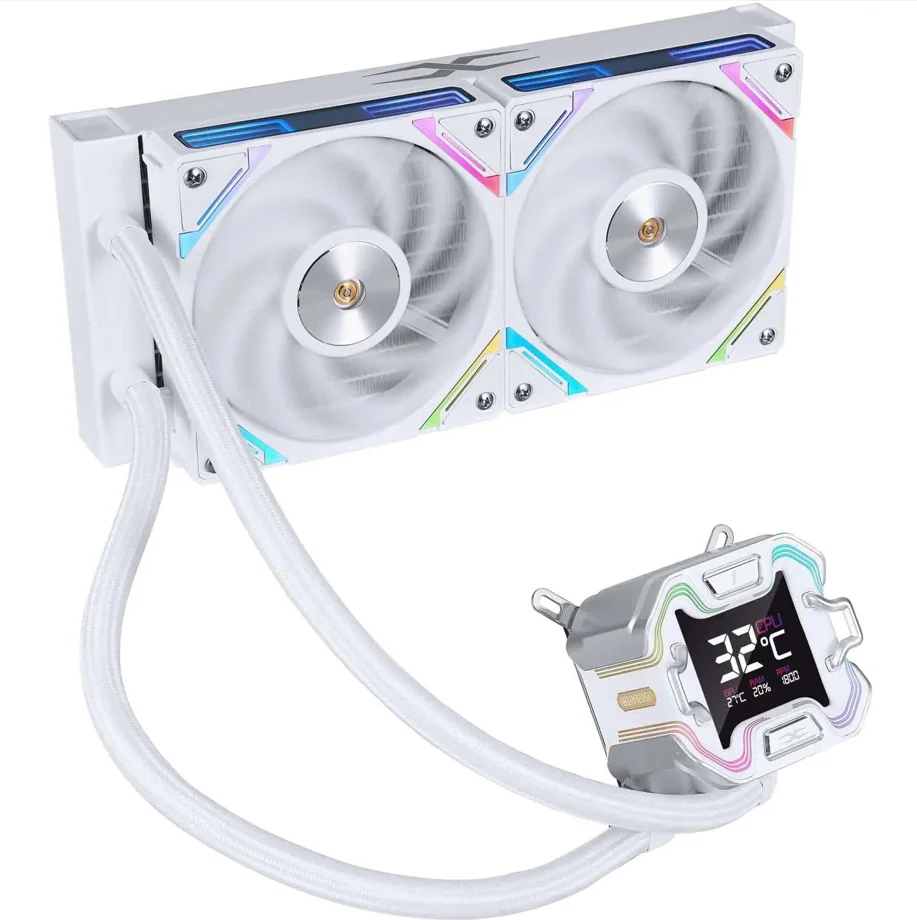 Cooler Procesor 1stPlayer X-Starship 240E-wh, display de 2,4 inches, aRGB, compatibil AMD/Intel, alb 1St Player