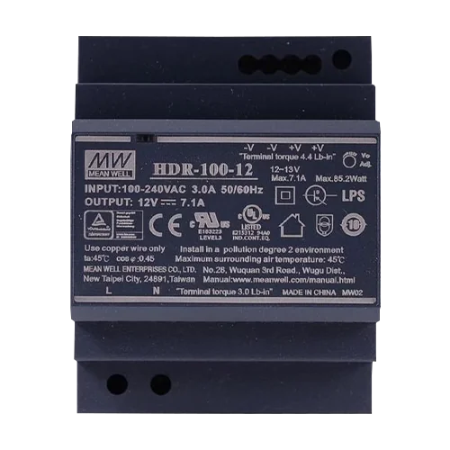 Sursa de alimentare in comutatie, 12V / 7.1A, sina DIN - MEAN WELL HDR-100-12 Meanwell
