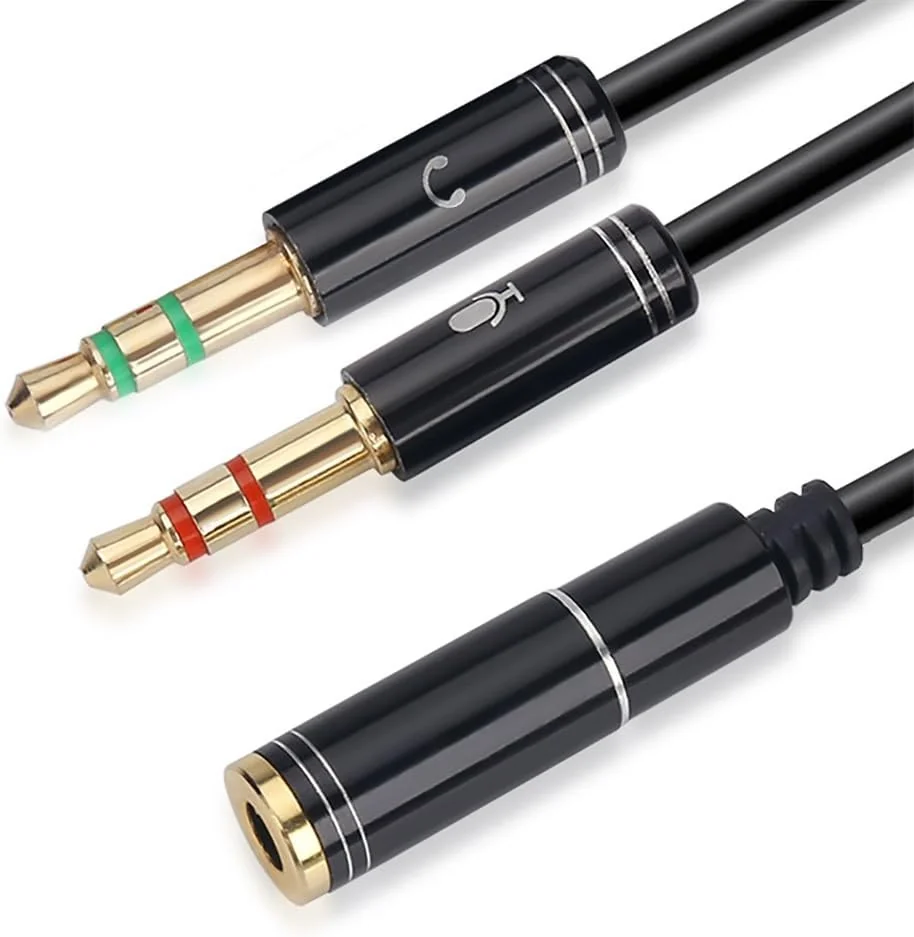 GEMBIRD CCA-418M 3.5mm 4-pin socket to 2x3.5 mm stereo plug adapter cable metal blac