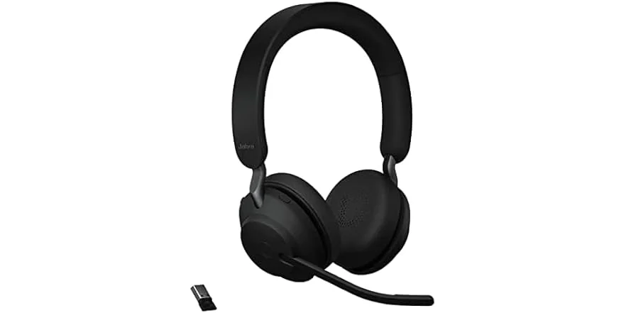 Evolve2 65 MS Stereo Headset on-ear Bluetooth wireless USB-A noise isolating black Certified for Microsoft Teams Jabra