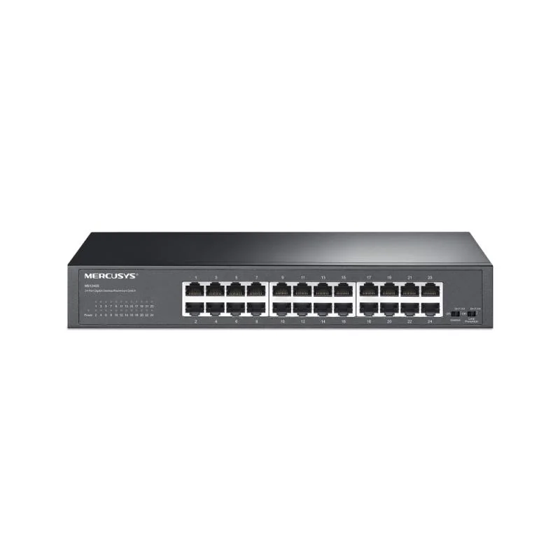 Swtich desktop/rackmount Mercusys, IEEE 802.3i, IEEE 802.3u, IEEE 802.3ab, IEEE 802.3x, IEEE 802.1p, 24ร10/100/1000Mbps RJ45 Ports, Auto- Negotiation, Auto MDI/MDIX, switch capacity 48 Gbps Mercusys