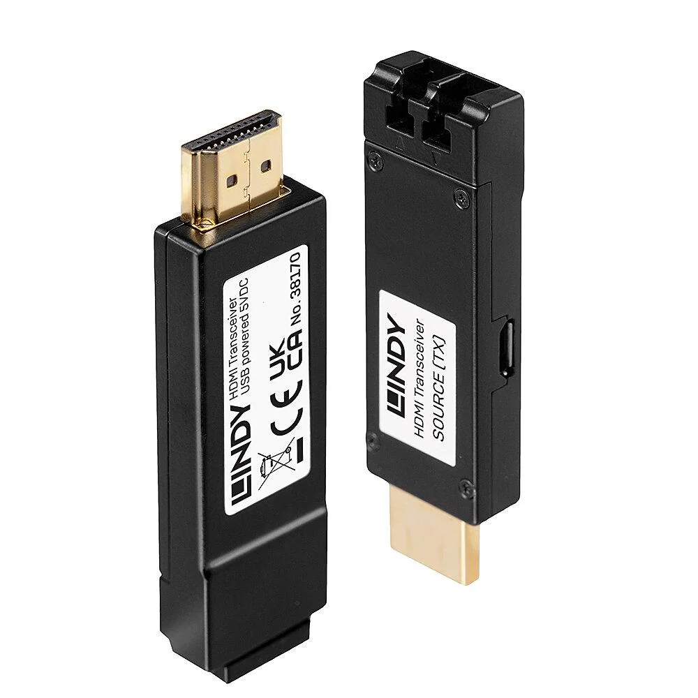 Extender Lindy fibra optica, distanta maxima 300m, latime de banda suportata 10.2Gbps, rezolutie maxima 3840x2160@60Hz 4:2:0 8bit, negru Lindy