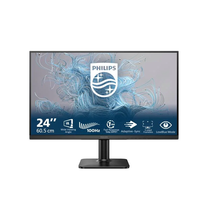 Monitor Philips 24" 24E2N1100LB/00, Diagonal (inch): 24, Diagonal (cm): 61, Aspect ratio: 16:9, Panel: VA, Resolution: 1920x1080, Refresh Rate: 100Hz, Response time GtG: 4ms, Response time MPRT: 1ms, Brightness (max): 250 cd/m², Contrast (static) : Philips