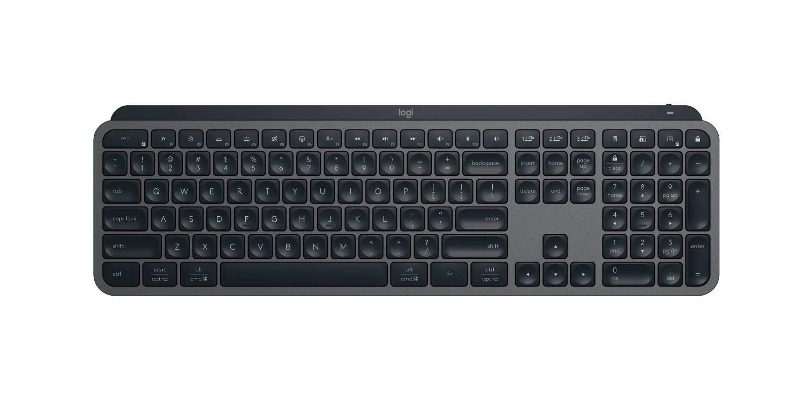 LOGITECH MX Keys S - GRAPHITE - (US) INTL - BT - N/A - INTNL-973 - PLUS PALMREST