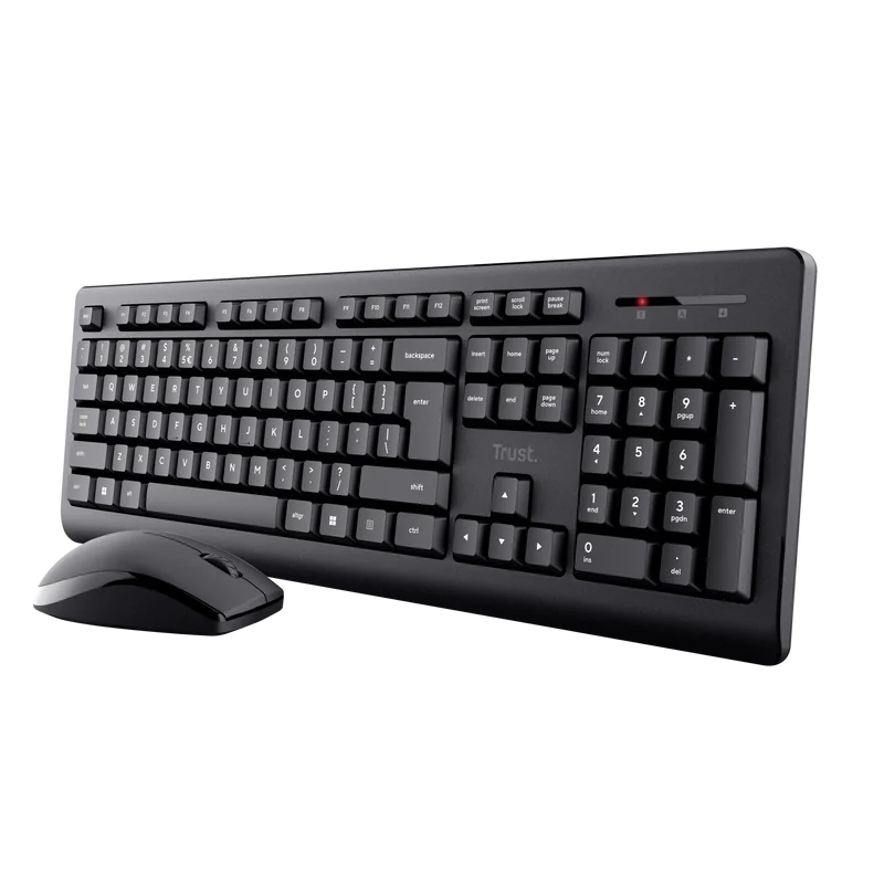 Kit Trust Primo tastatura standard, mouse wireless optic, rezoltie maxima 1200 DPI, negru Trust
