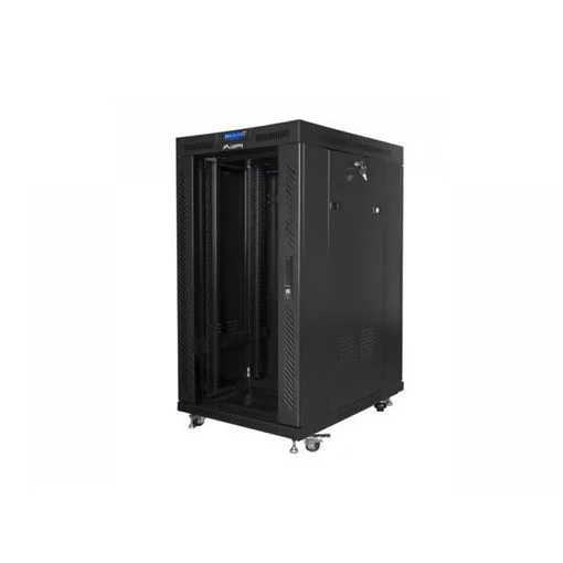 FF01-8022-12BL free-standing rack 19inch self-assembly flat pack 22U/800x1000mm black glass door LCD Lanberg