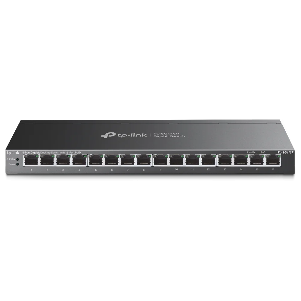 "16-Port Gigabit Desktop Switch with 16-Port PoE+ TP-Link