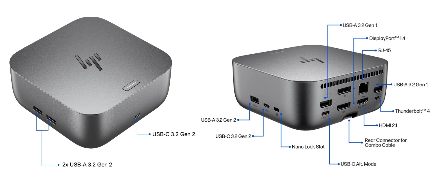 HP Thunderbolt 4 Ultra 180W G6 Dock TBT4 USB-C HDMI RJ-45 2xUSB-C 2xDP 5xUSB (EU)