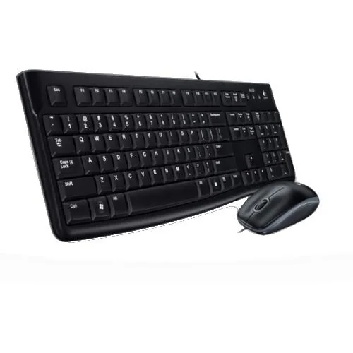 Kit Logitech MK120, tastatura cu fir standard, USB 2.0, mouse optic numar butoane/rotite scroll 3/1, negru Logitech