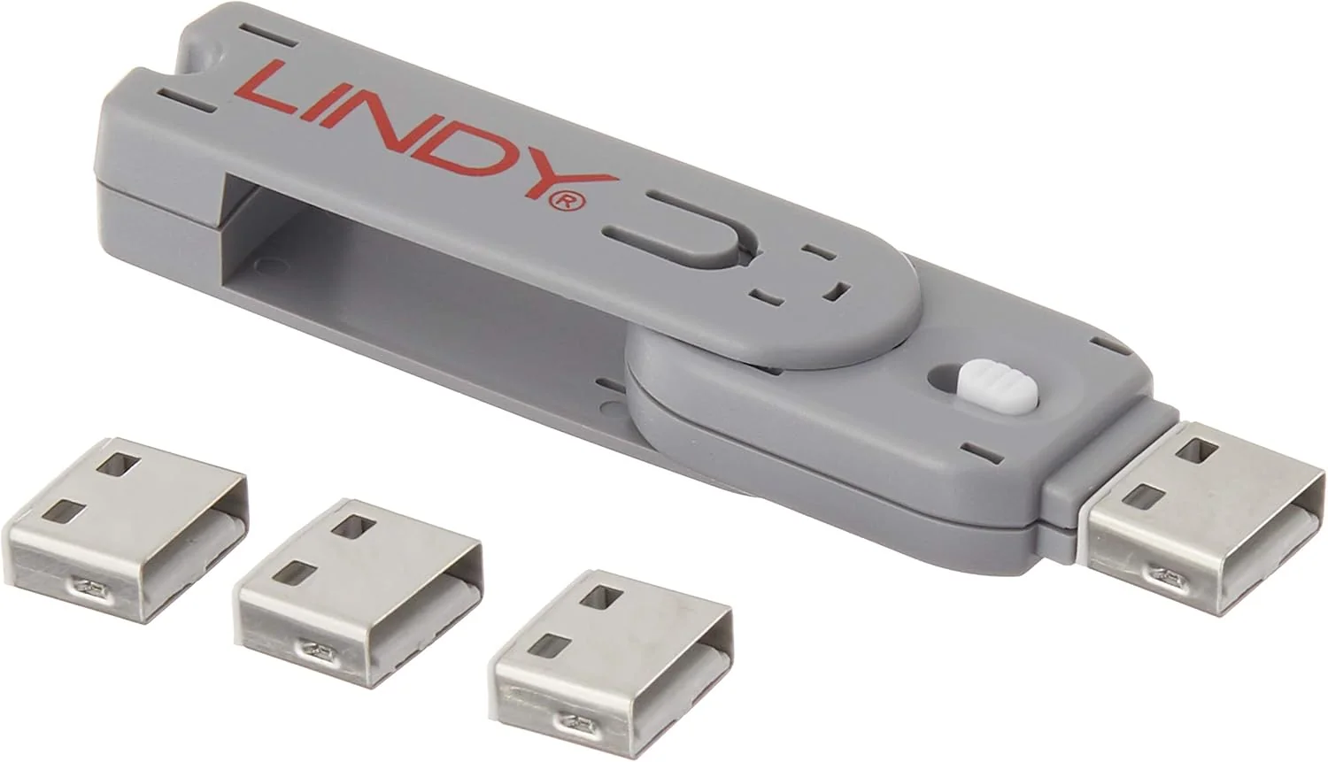 Port blocker Lindy 4 x Display Port, material ABS, albastru