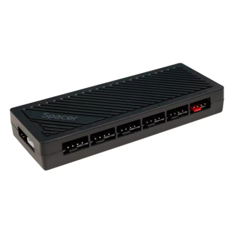 FAN HUB SPACER pt. maxim 6 ventilatoare ARGB, telecomanda pt. setat iluminarea RGB, sincronizare cu MB, alimentare 4-pin/ culori 3-pin, magnetic, black Spacer