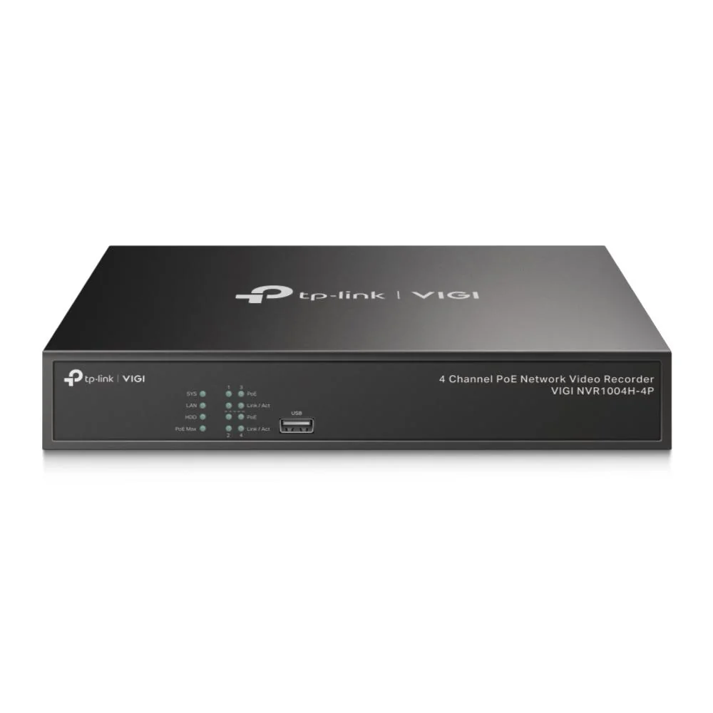 NVR PoE TP-Link VIGI 4 canale 1004H4P; 53W, 8 MP,1 SATA Interface, max 10TB, H.265+; ONVIF TP-Link