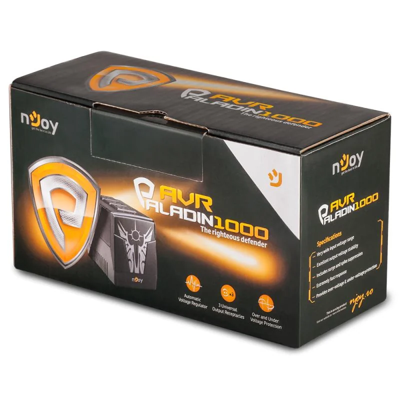 AVR nJoy Paladin 1000, 1000VA/500W, 3 Prize Schuko, Protectie la Supra si Sub Voltaje nJoy