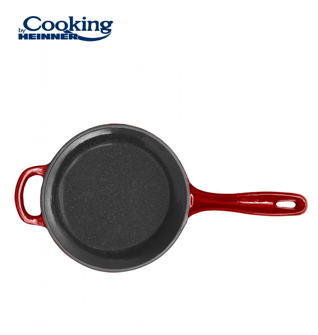 CASEROLA FONTA EMAILATA + CAPAC 19 X 9 CM, 1.8 L, RED LINE, COOKING BY HEINNER Heinner