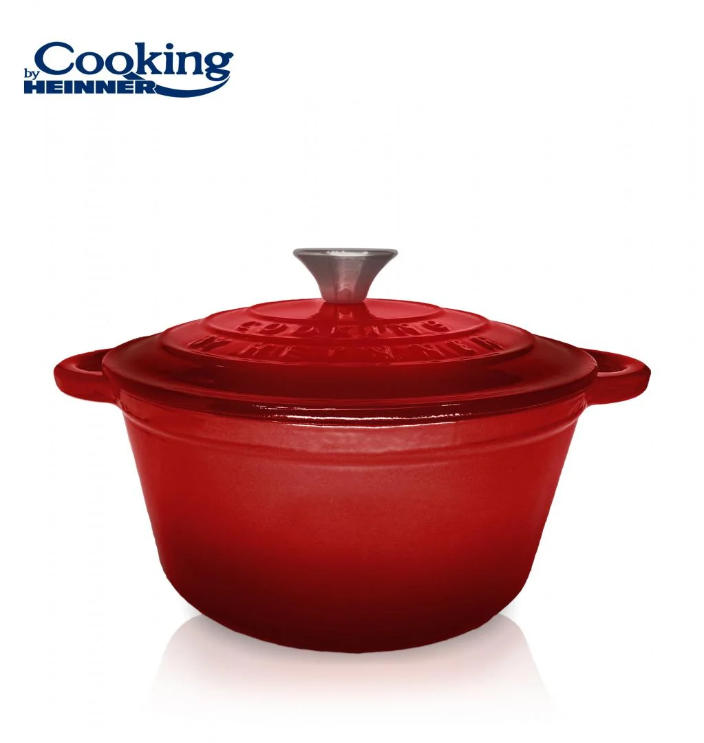 CRATITA FONTA EMAILATA+CAPAC 22X9.5CM,2.9L, RED LINE, COOKING BY HEINNER Heinner