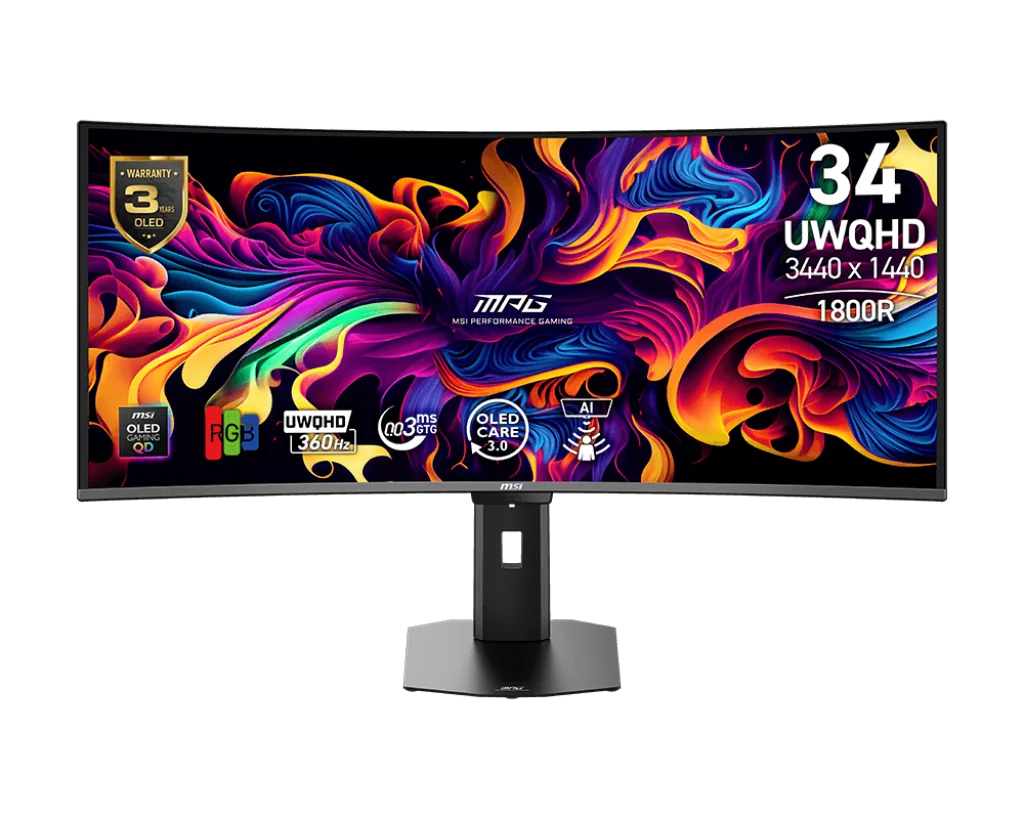 MPG 341CQR QD-OLED X36 34inch QD-OLED UWQHD Curve 1800R 360Hz 0.03ms 2xHDMI DP USB Type-C 2xUSB Type-A 2xUSB Type-B 3Y MSI