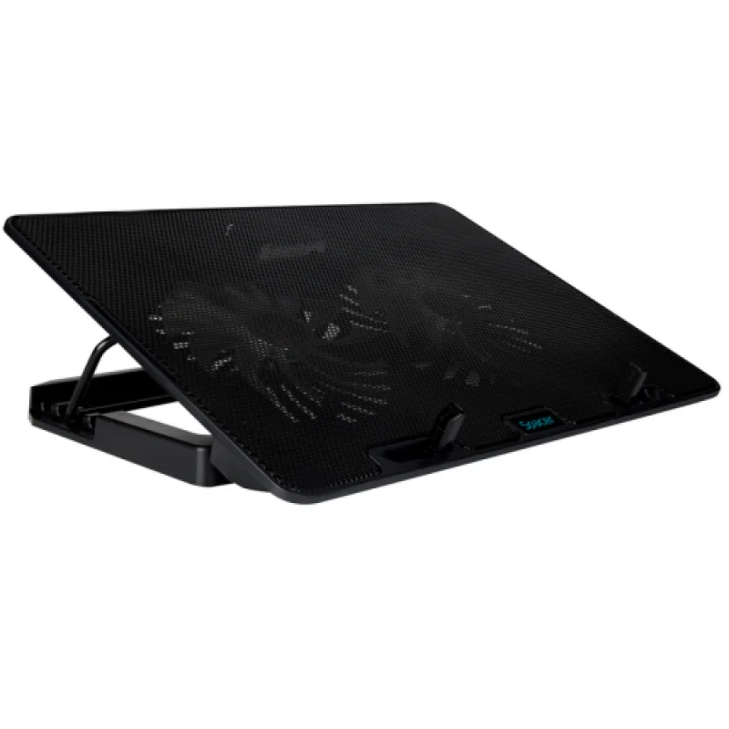 STAND SPACER notebook 17″ Gaming, placa metal, 2x125mm LED fans,turatie:1200-1400rpm, 5 trepte Inaltime, RGB 7 jocuri, Suport Telefon, Airflow 86cfm, 2xUSB, Silver, Nivel zgomot 30dBA Spacer