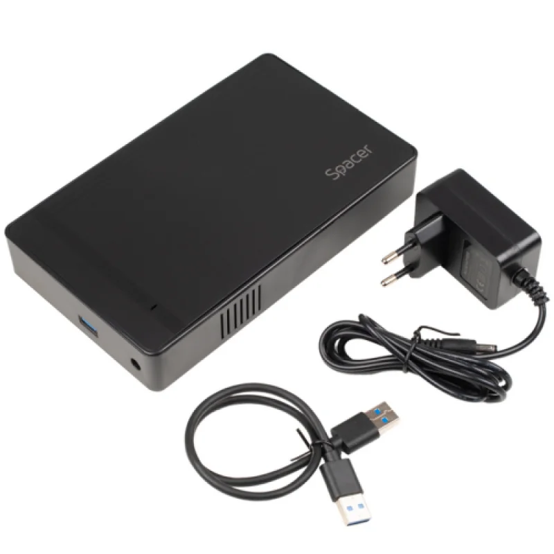 RACK extern SPACER, pt HDD/SSD, 3.5 inch, S-ATA, interfata PC USB 3.0, alimentare retea, plastic, negru Spacer