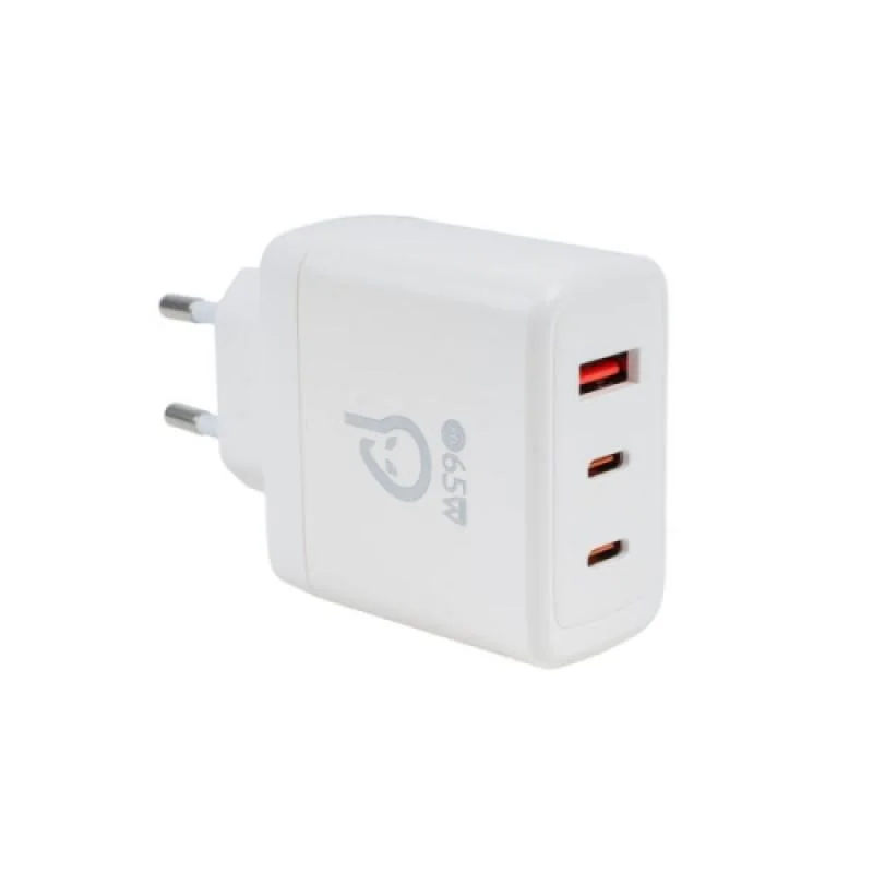 Incarcator retea SPACER, GaN, 2 x USB Type-C PD (max 65W), 1 x USB (max 60W) Spacer