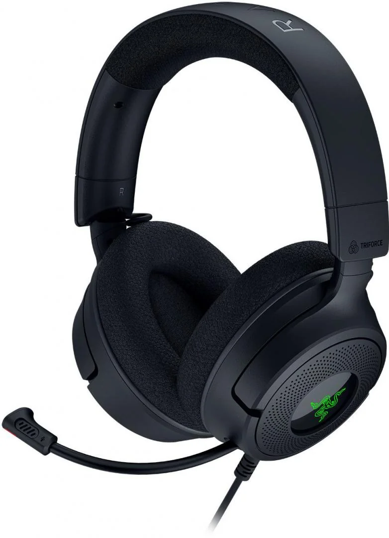 Casti gaming Razer Kraken V4 X, frecventa raspuns 20 Hz – 28 kHz, impendanta 32 Ω, driver customized Dynamic 40 mm Drivers, sensibilitate 96 dBSPL/mW at 1 kHz by HATS, frecventa microfon 100 Hz – 10 kHz, sensibilitate microfon -42 ± 3 dBV/Pa, 1 kHz, Razer