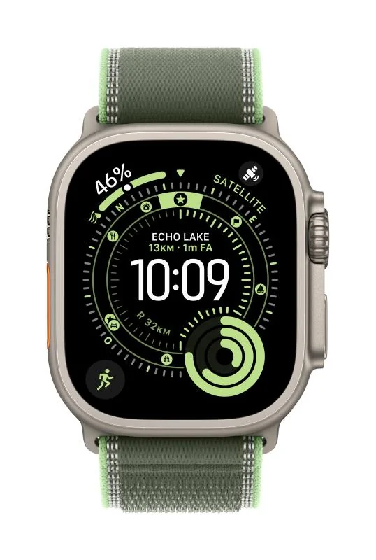 Apple Watch 49mm Green/Neon Trail Loop - S/M - Black Titanium Finish