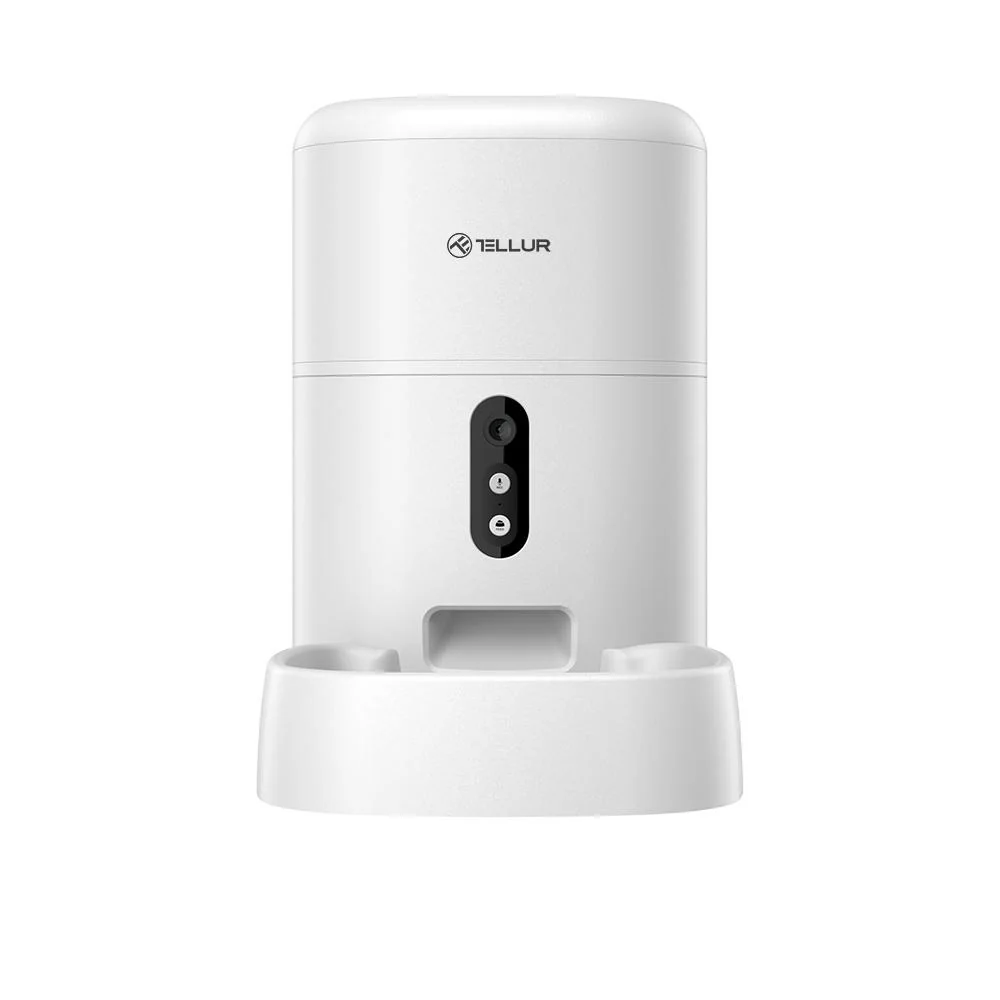 Dispenser de mancare Smart pentru animale de companie, capacitate 4L, alb Tellur