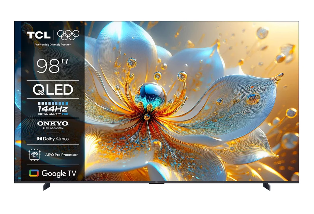 Televizor TCL QLED 98P89K, 248 cm, Smart Google TV, 4K Ultra HD, 144Hz, Onkyo TCL