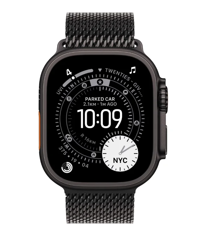 Apple Watch Ultra 3 GPS + Cellular 49mm Black Titanium Case with Black Titanium Milanese Loop - Large