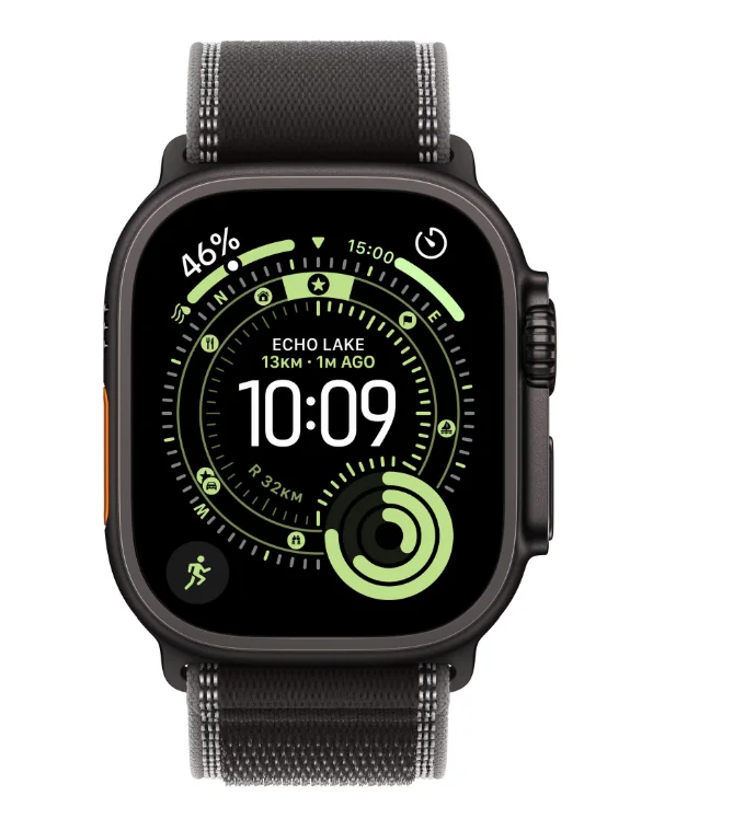 Apple Watch Ultra 3 GPS + Cellular 49mm Black Titanium Case with Black/Charcoal Trail Loop - S/M