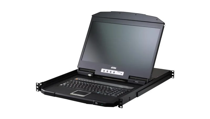 KVM Aten USB HDMI, numar porturi 8, rezolutie video 1366 x 768 @ 60 Hz, dimensiune ecran LED 18.5', negru ATEN