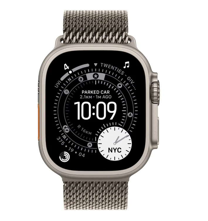 Apple Watch Ultra 3 GPS + Cellular 49mm Natural Titanium Case with Natural Titanium Milanese Loop - Medium