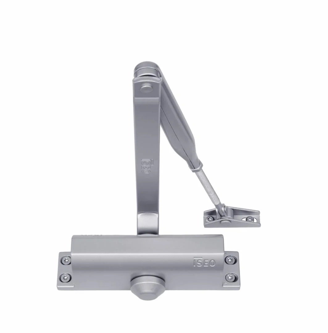 AMORTIZOR HIDRAULIC DE USA ISEO ARGINTIU 37L100003; Forță de inchidere: EN 2/3/4 selectabila pentru usi cu latimea de până la 1.100 mm (forta fixa EN 3 în configurație cu brațe paralele pentru uși cu lățimea de până la 950 mm); Dimensiune selectabila Iseo