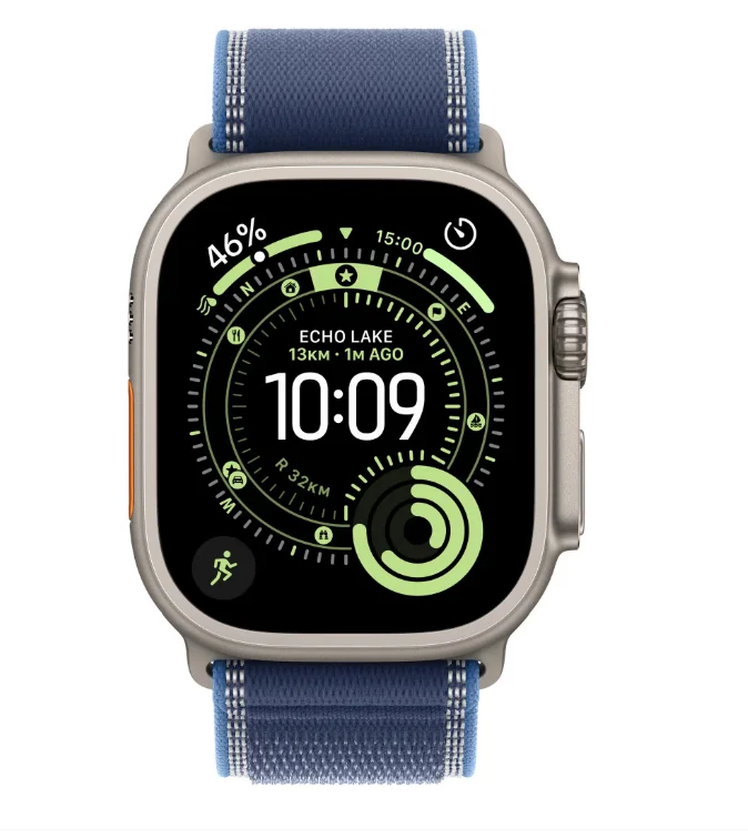Apple Watch Ultra 3 GPS + Cellular 49mm Natural Titanium Case with Blue/Bright Blue Trail Loop - M/L