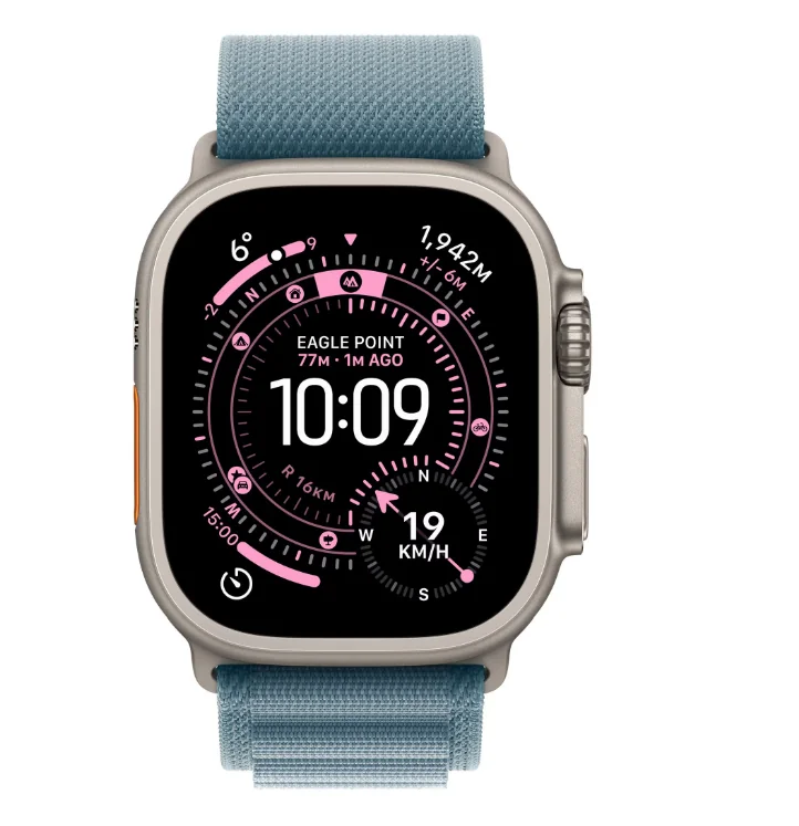 Apple Watch Ultra 3 GPS + Cellular 49mm Natural Titanium Case with Light Blue Alpine Loop - Large