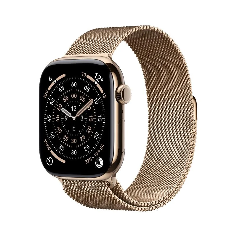 Apple Watch Series 11 GPS + Cellular 46mm Gold Titanium Case with Gold Milanese Loop - S/M