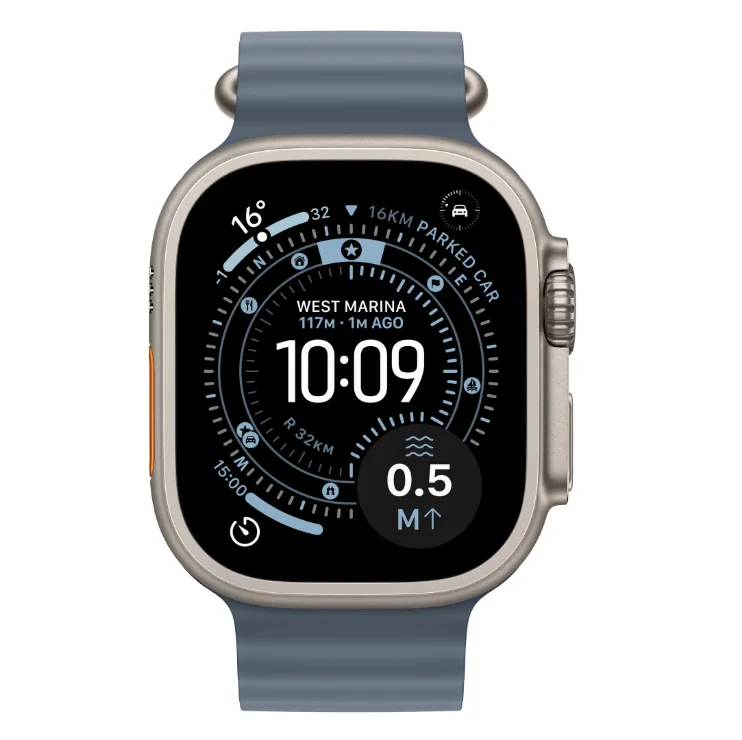 Watch Ultra 3 GPS + Cellular 49mm Natural Titanium Case with Anchor Blue Ocean Band Apple